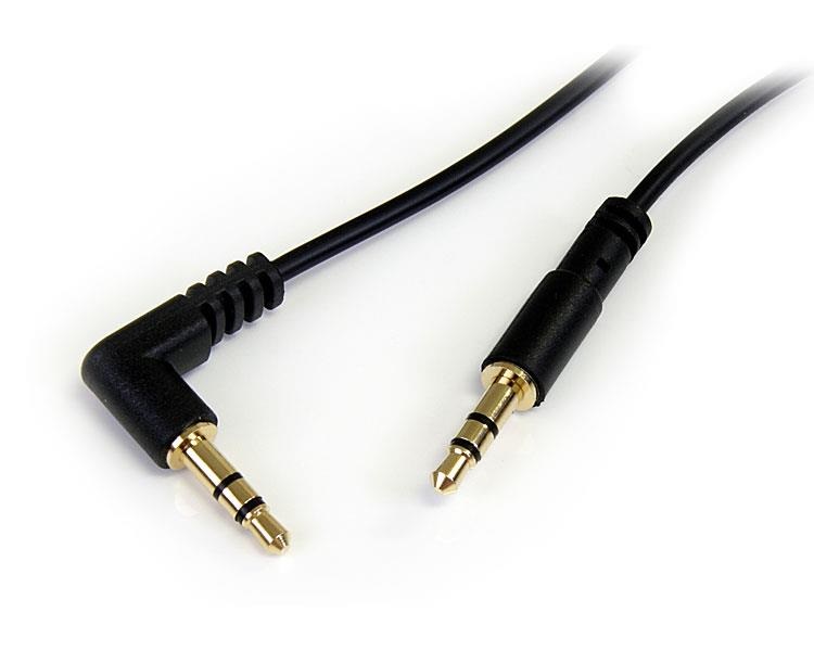 StarTech.com Cavo audio stereo slim 3,5 mm ad angolo destro 30 cm - M/M, placcato oro, ideale per dispositivi portatili