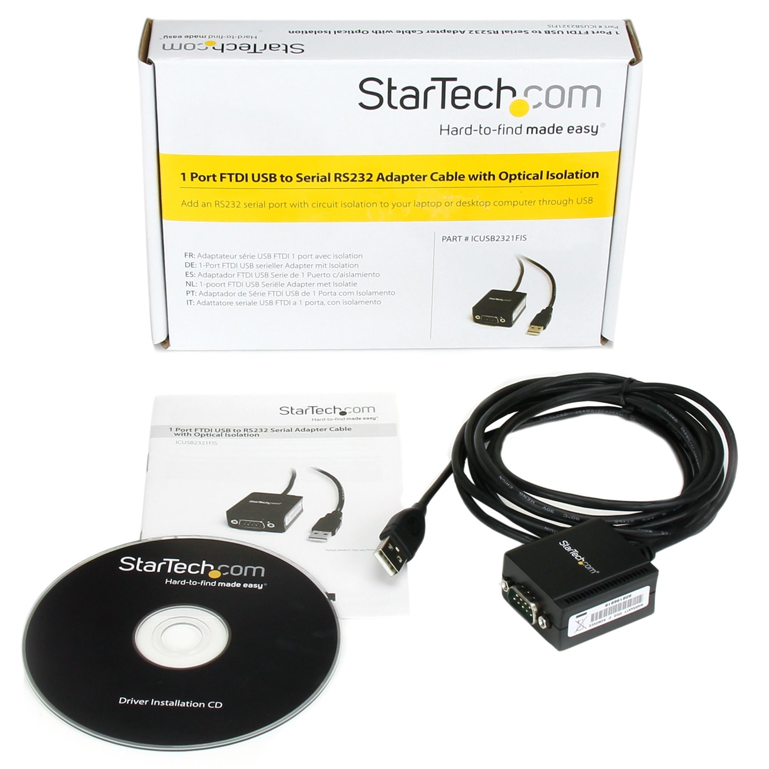 StarTech.com Cavo Adattatore USB FTDI RS-232 a Seriale 1 Porta con Isolamento Ottico - 2,5 m, Nero
