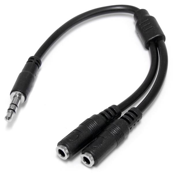 StarTech.com Cavo splitter stereo slim 3,5 mm - Maschio a 2 Femmina, Lunghezza 0,2 m, Colore Nero