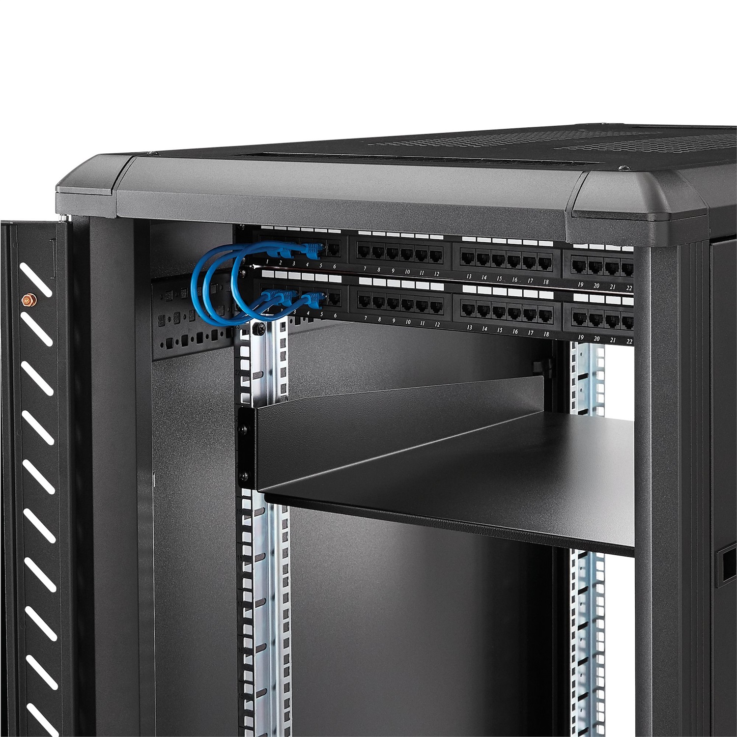 StarTech.com Ripiano Rack Fisso 2U - Capacità 22 kg, Acciaio, Nero, Profondità 22