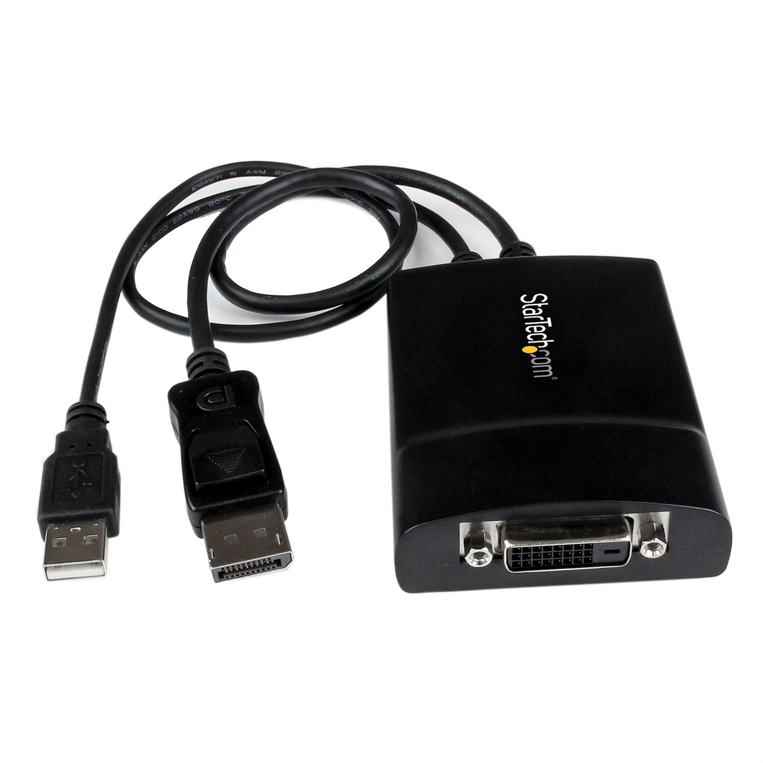 StarTech.com Adattatore attivo da DisplayPort a DVI Dual Link - Convertitore video DVI-D 2560x1600 60Hz - Alimentato USB - Connettore DP a scatto - Lunghezza cavo 0,37 m