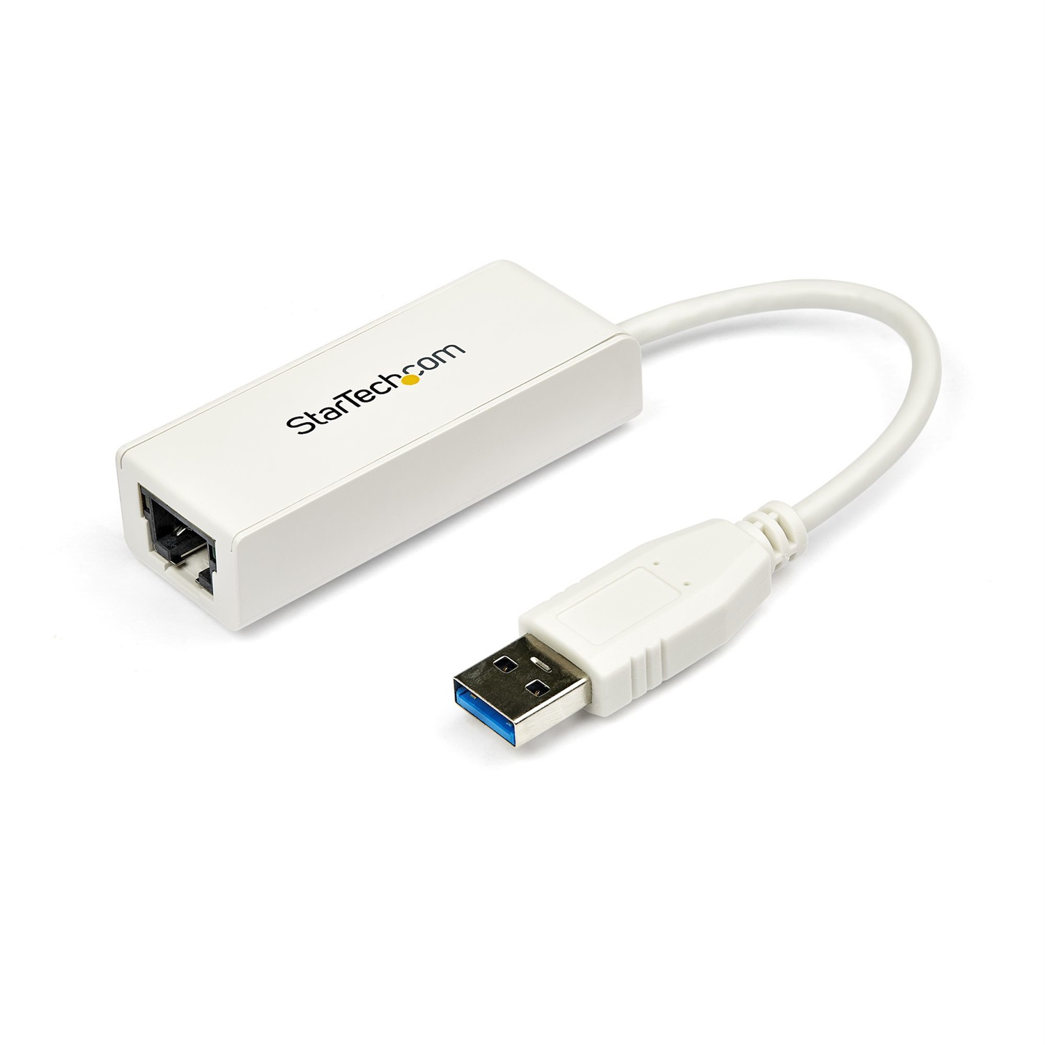 StarTech.com Adattatore di rete NIC USB 3.0 a Ethernet Gigabit RJ45 10/100/1000 Mb/s - M/F Cablato, 5000 Mbit/s, Bianco