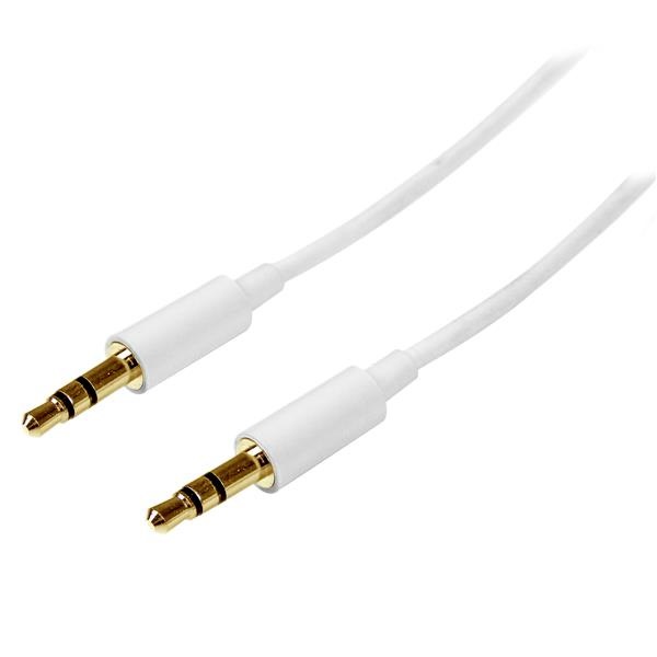 StarTech.com Cavo audio stereo slim 3,5 mm bianco 2 m - Maschio/Maschio per collegamenti audio