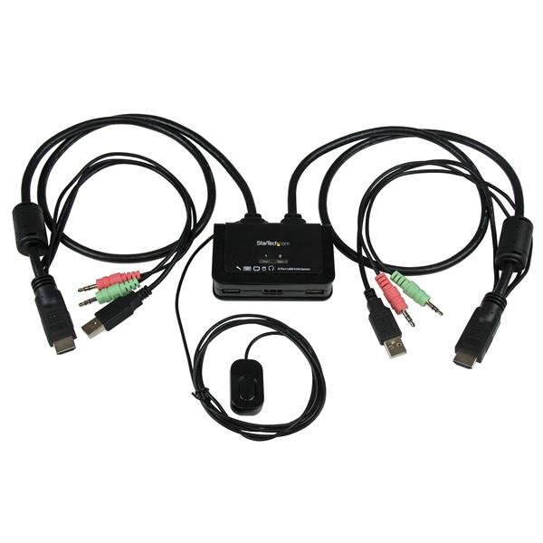 StarTech.com Switch KVM 2 Porte HDMI USB con Audio e Switch Remoto - Risoluzione 1920 x 1200, Alimentazione USB