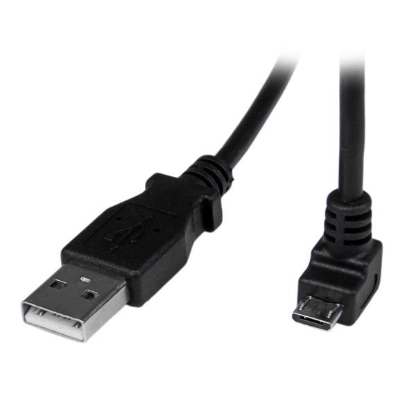 StarTech.com Cavo Micro USB 2 m - A a Micro B Angolare Verso il Basso, USB 2.0, 0,48 Gbit/s, Nero