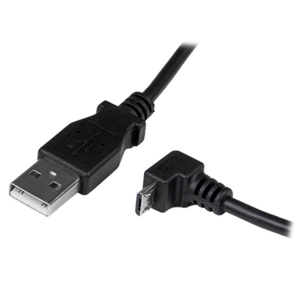StarTech.com Cavo Micro USB 2 m - A a Micro B Angolare Verso il Basso, USB 2.0, 0,48 Gbit/s, Nero