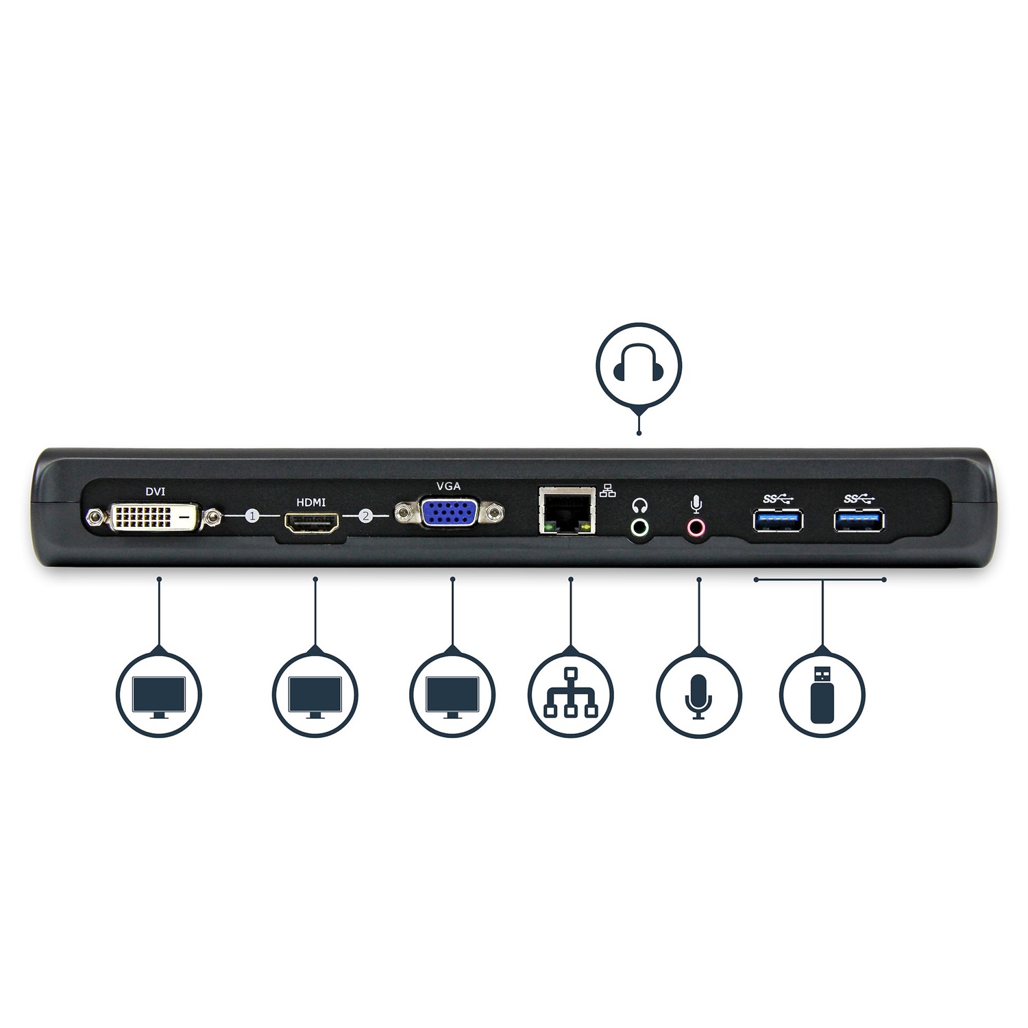StarTech.com Docking Station Universale USB 3.0 per Laptop - Dual-Monitor con HDMI, DVI, VGA, Gigabit Ethernet e Audio