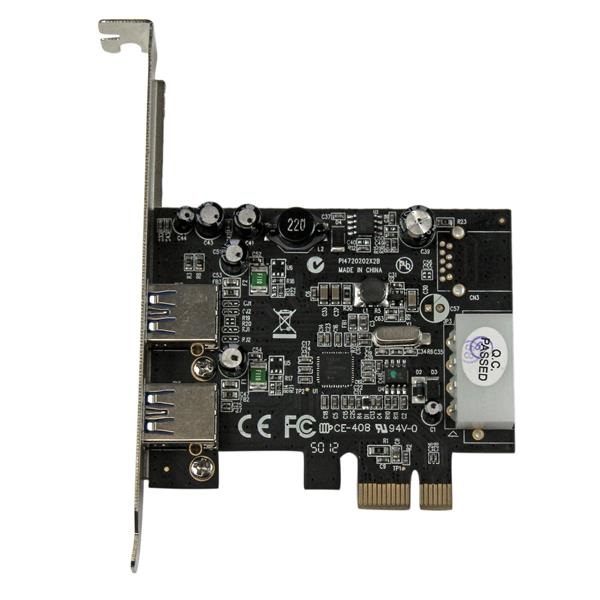 StarTech.com Adattatore scheda SuperSpeed USB 3.0 con 2 porte PCI Express (PCIe) UASP - Alimentazione LP4, USB 3.2 Gen 1, Piena altezza/Basso profilo, PCIe 2.0