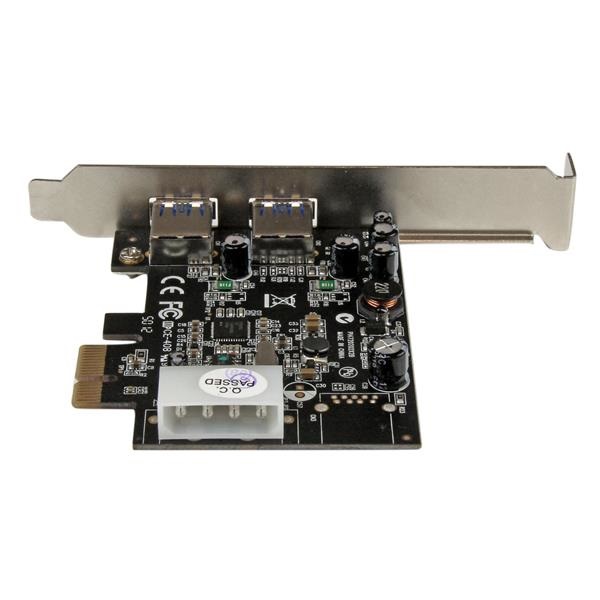 StarTech.com Adattatore scheda SuperSpeed USB 3.0 con 2 porte PCI Express (PCIe) UASP - Alimentazione LP4, USB 3.2 Gen 1, Piena altezza/Basso profilo, PCIe 2.0