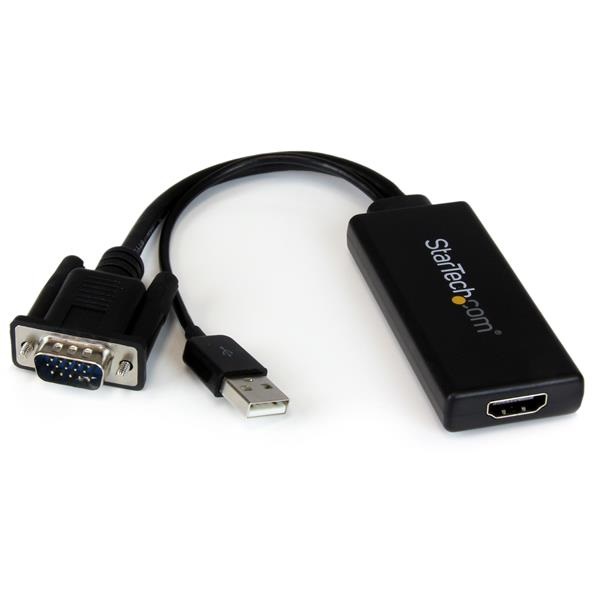 StarTech.com Adattatore Convertitore VGA a HDMI con Audio via USB - Cavo Portatile 1080p, Risoluzione 1920 x 1080, Nero, Chipset Micro Silicon