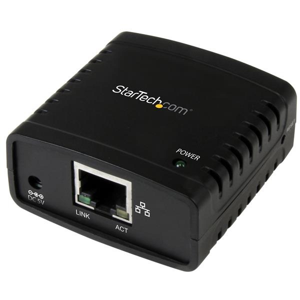 StarTech.com Server di rete per Stampante Ethernet 10/100 Mbps con porta USB 2.0 - Condivisione stampante su rete Ethernet, rilevamento automatico 10Base-T/100Base-TX, colore nero
