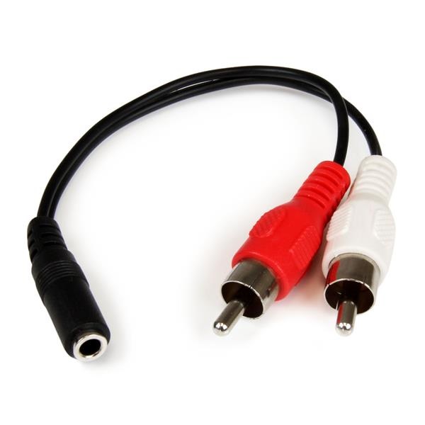 StarTech.com Cavo Adattatore Audio Stereo 3.5mm Maschio a 2 RCA Femmina - Lunghezza 15cm, Design Compatto e Affidabile