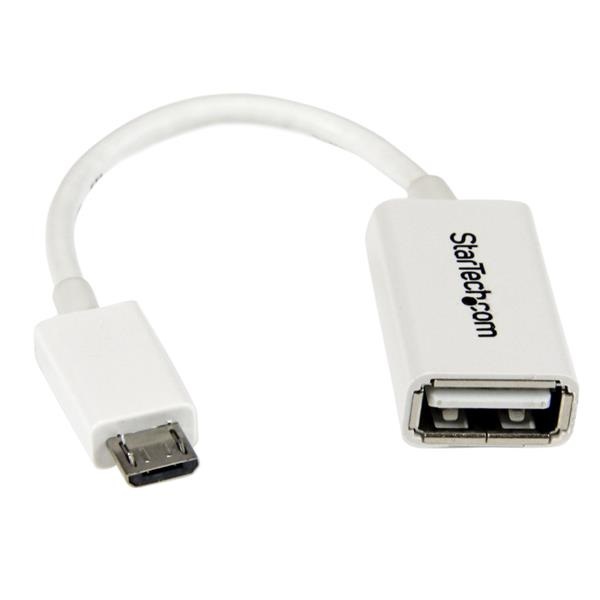 StarTech.com Cavo Adattatore Micro USB a USB Femmina OTG 12cm M/F - Bianco, USB 2.0, Micro-USB B, USB A