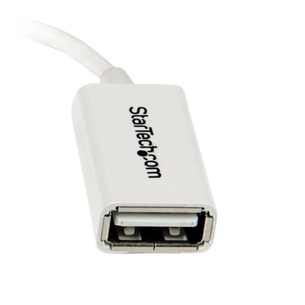 StarTech.com Cavo Adattatore Micro USB a USB Femmina OTG 12cm M/F - Bianco, USB 2.0, Micro-USB B, USB A