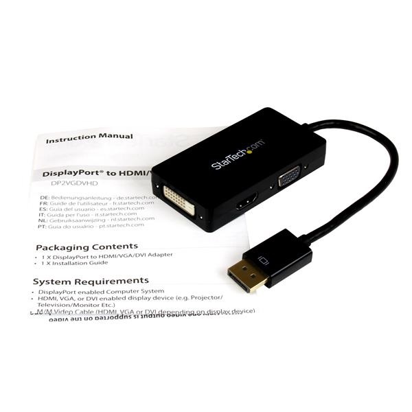 StarTech.com Cavo Adattatore 3 in 1 DisplayPort a VGA/DVI/HDMI - Convertitore DP a VGA, DVI, HDMI - 0,15 m, 1920x1200, 1080p