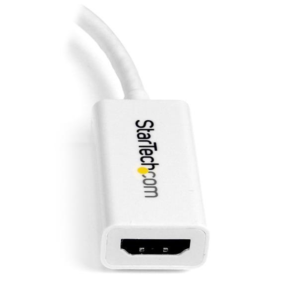 StarTech.com Adattatore Attivo Mini DisplayPort a HDMI 4K 30Hz - Convertitore Video mDP 1.2 per Mac/PC - Dongle Bianco per Monitor/TV/Display - Lunghezza 0,15 m