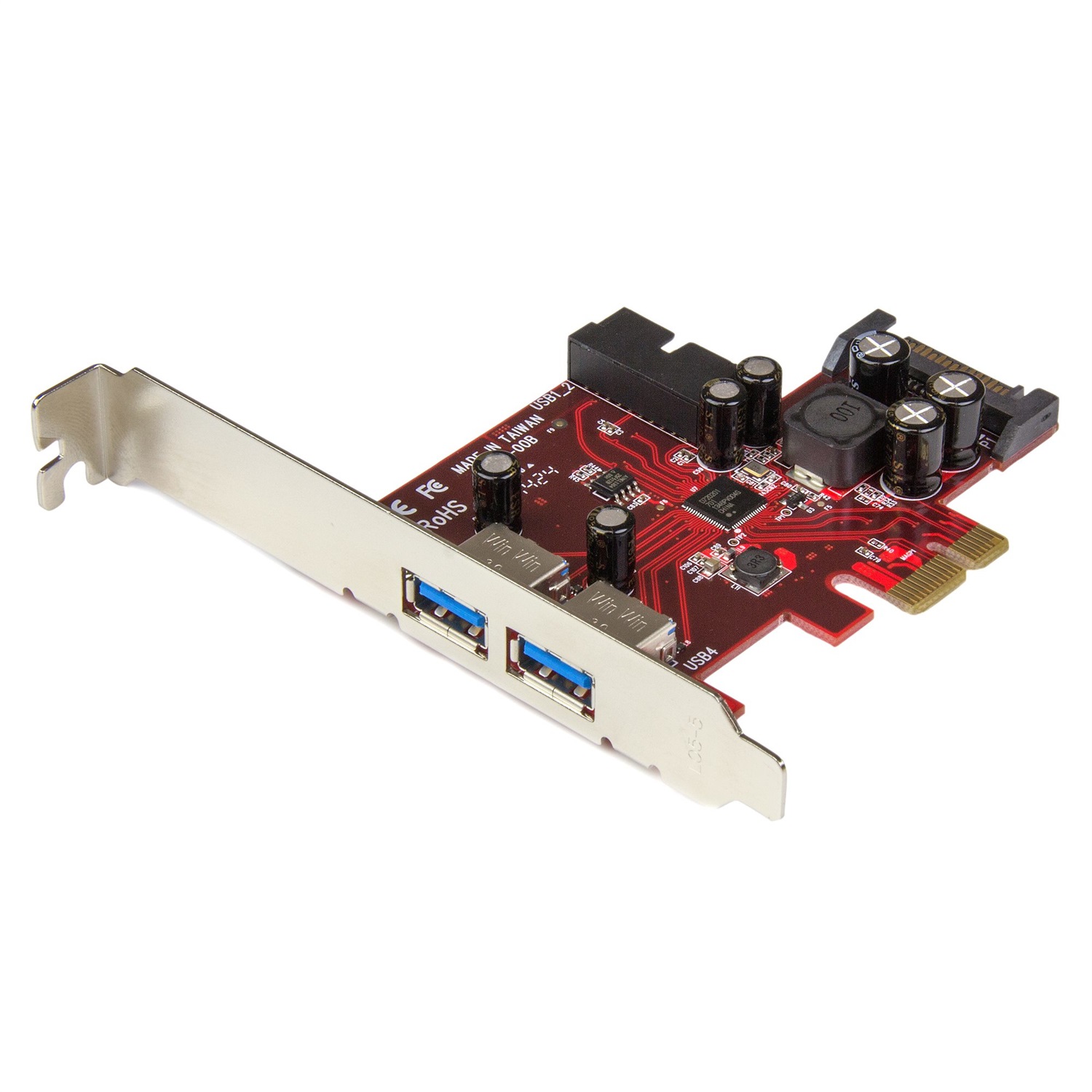 StarTech.com Scheda Espansione PCI Express USB 3.0 a 4 porte (5Gbps) - 2 interne, 2 esterne, Adattatore PCIe alimentato SATA con supporto UASP