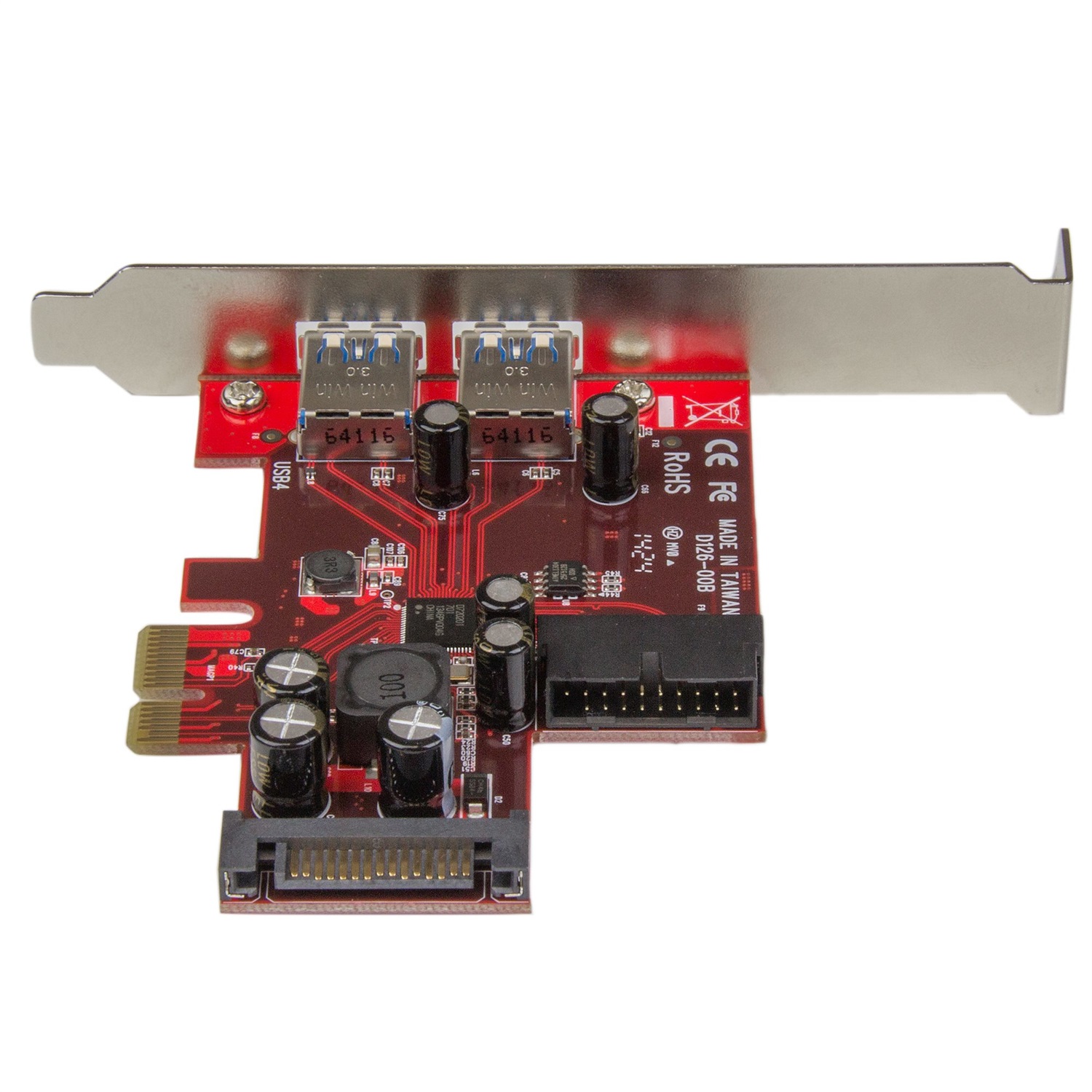 StarTech.com Scheda Espansione PCI Express USB 3.0 a 4 porte (5Gbps) - 2 interne, 2 esterne, Adattatore PCIe alimentato SATA con supporto UASP