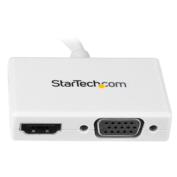 StarTech.com Adattatore Mini DisplayPort a HDMI e VGA - Convertitore audio/video da viaggio mDP 2 in 1 - Risoluzione 1920x1200 / 1080p - Colori disponibili: Bianco e Nero - Lunghezza 0,15 m