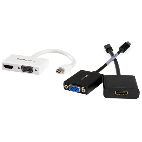 StarTech.com Adattatore Mini DisplayPort a HDMI e VGA - Convertitore audio/video da viaggio mDP 2 in 1 - Risoluzione 1920x1200 / 1080p - Colori disponibili: Bianco e Nero - Lunghezza 0,15 m