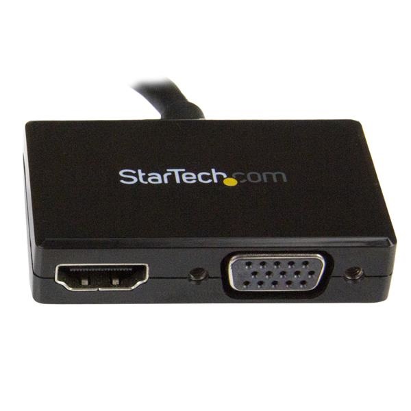 StarTech.com Adattatore DisplayPort a HDMI e VGA - Convertitore audio/video da viaggio DP 2 in 1, 1920x1200 / 1080p, Lunghezza cavo 0,15 m, Colore Nero