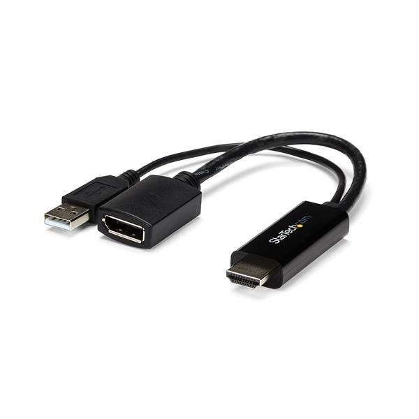 StarTech.com Adattatore HDMI a DisplayPort 4K - Convertitore attivo con alimentazione USB, 25.5 cm, Nero