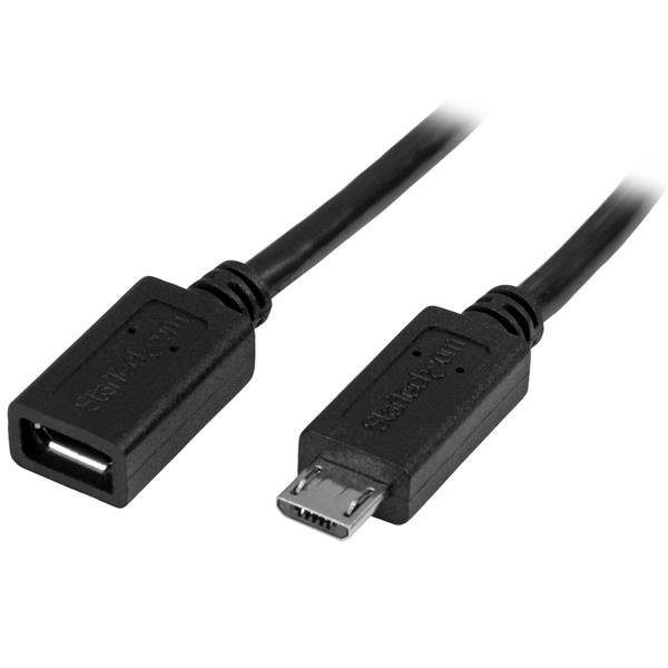 StarTech.com Cavo Prolunga Micro USB Maschio a Femmina - Estensione di 50 cm - Nero - Compatibile con Dispositivi USB OTG