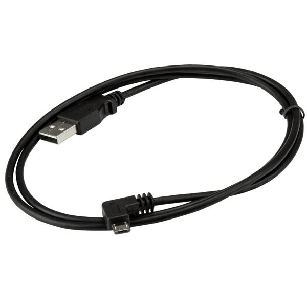 StarTech.com Cavo di ricarica e sincronizzazione micro USB 1 m - USB-A a Micro B ad angolo destro - M/M - 0,25mm², USB 2.0, 0,48 Gbit/s, Nero