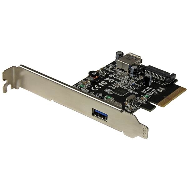StarTech.com Scheda USB 3.1 a 2-porte (10Gbps) - USB-A, 1x esterna, 1x interna, PCIe, Piena altezza/Basso profilo, Compatibile con USB 3.2 Gen 1 e PCIe 3.0