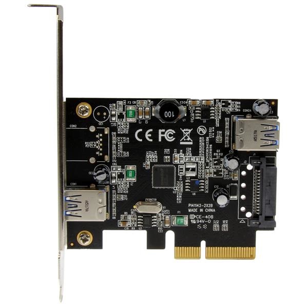 StarTech.com Scheda USB 3.1 a 2-porte (10Gbps) - USB-A, 1x esterna, 1x interna, PCIe, Piena altezza/Basso profilo, Compatibile con USB 3.2 Gen 1 e PCIe 3.0