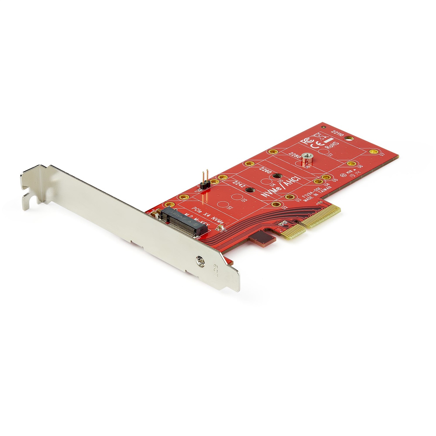 StarTech.com Adattatore SSD PCI Express x4 a M.2 PCIe - Piena altezza/Basso profilo, PCI 3.0, Rosso, 8 Gbit/s, PEX4M2E1
