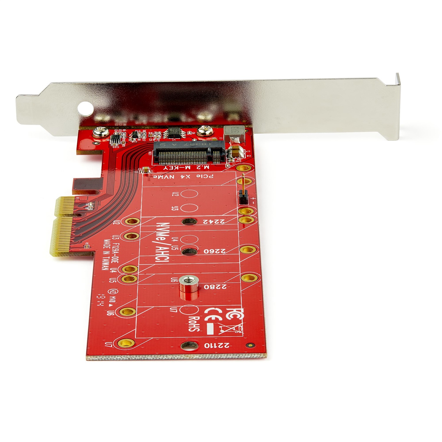 StarTech.com Adattatore SSD PCI Express x4 a M.2 PCIe - Piena altezza/Basso profilo, PCI 3.0, Rosso, 8 Gbit/s, PEX4M2E1