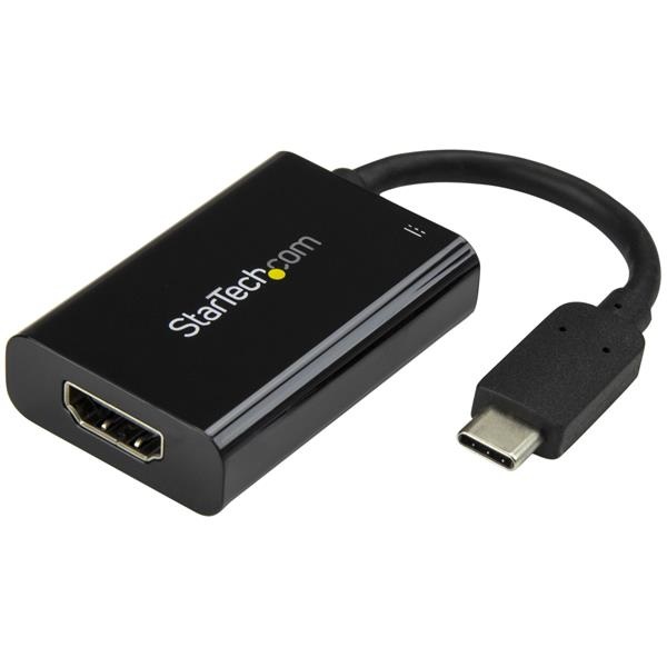 StarTech.com Adattatore video USB-C a HDMI con Power Delivery, UHD 4K 60Hz, Ricarica Pass-Through 60W, Compatibile Thunderbolt 3, Nero