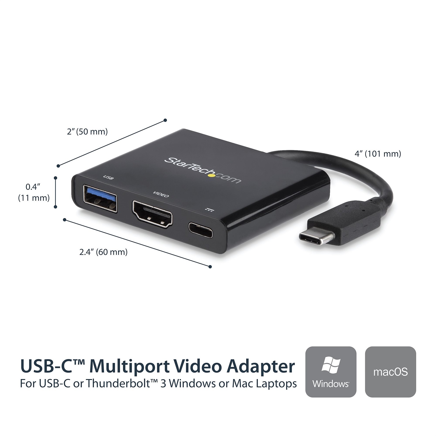 StarTech.com Adattatore Multifunzione USB-C a HDMI 4K con Power Delivery e Porta USB-A - Cablato, USB 3.2 Gen 1, 5 Gbit/s, Plastica
