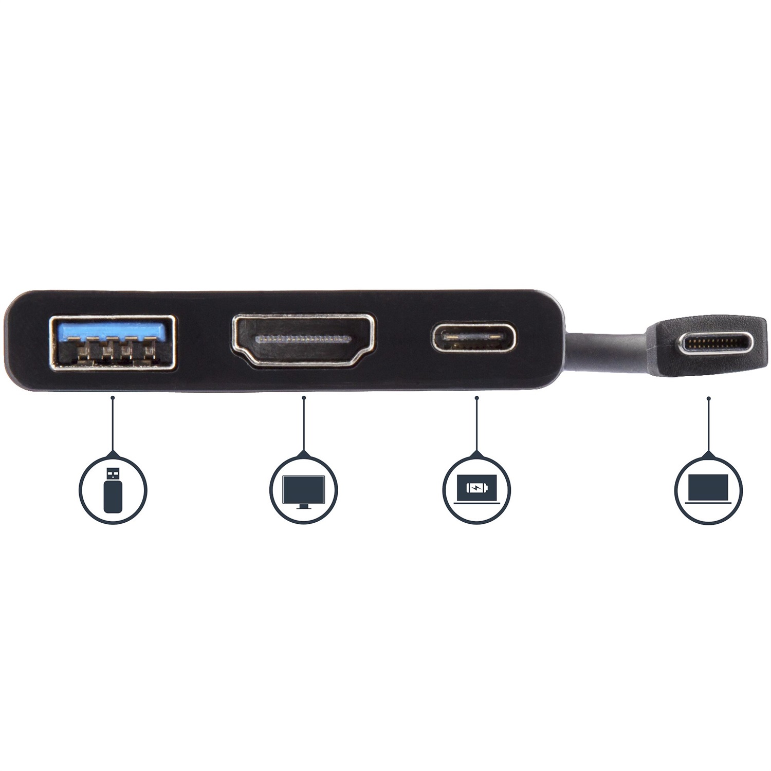 StarTech.com Adattatore Multifunzione USB-C a HDMI 4K con Power Delivery e Porta USB-A - Cablato, USB 3.2 Gen 1, 5 Gbit/s, Plastica