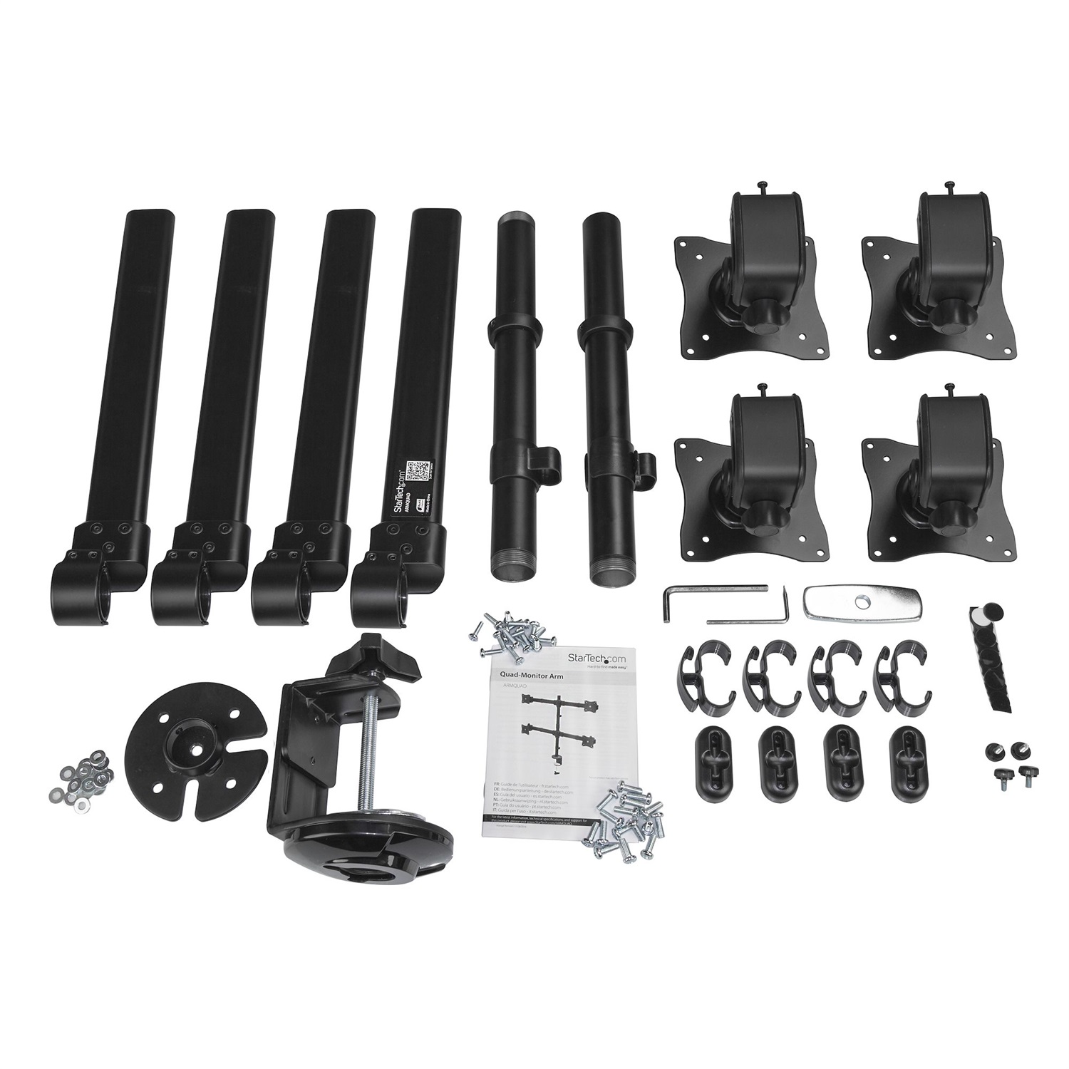 StarTech.com Braccio Articolato da Scrivania per 4 Monitor - Supporto VESA fino a 27'' - Struttura in Acciaio Robusto - Kit di Montaggio Incluso - Braccio Regolabile