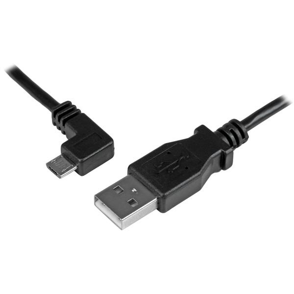 StarTech.com Cavo Micro-USB da Ricarica e Sincronizzazione Angolare Sinistro 0,5m - Nero, USB 2.0, Potenza fino a 2,4A