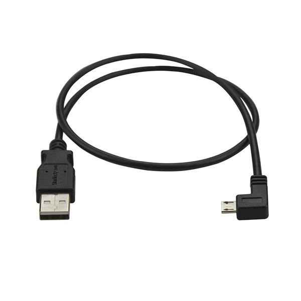 StarTech.com Cavo Micro-USB da Ricarica e Sincronizzazione Angolare Sinistro 0,5m - Nero, USB 2.0, Potenza fino a 2,4A