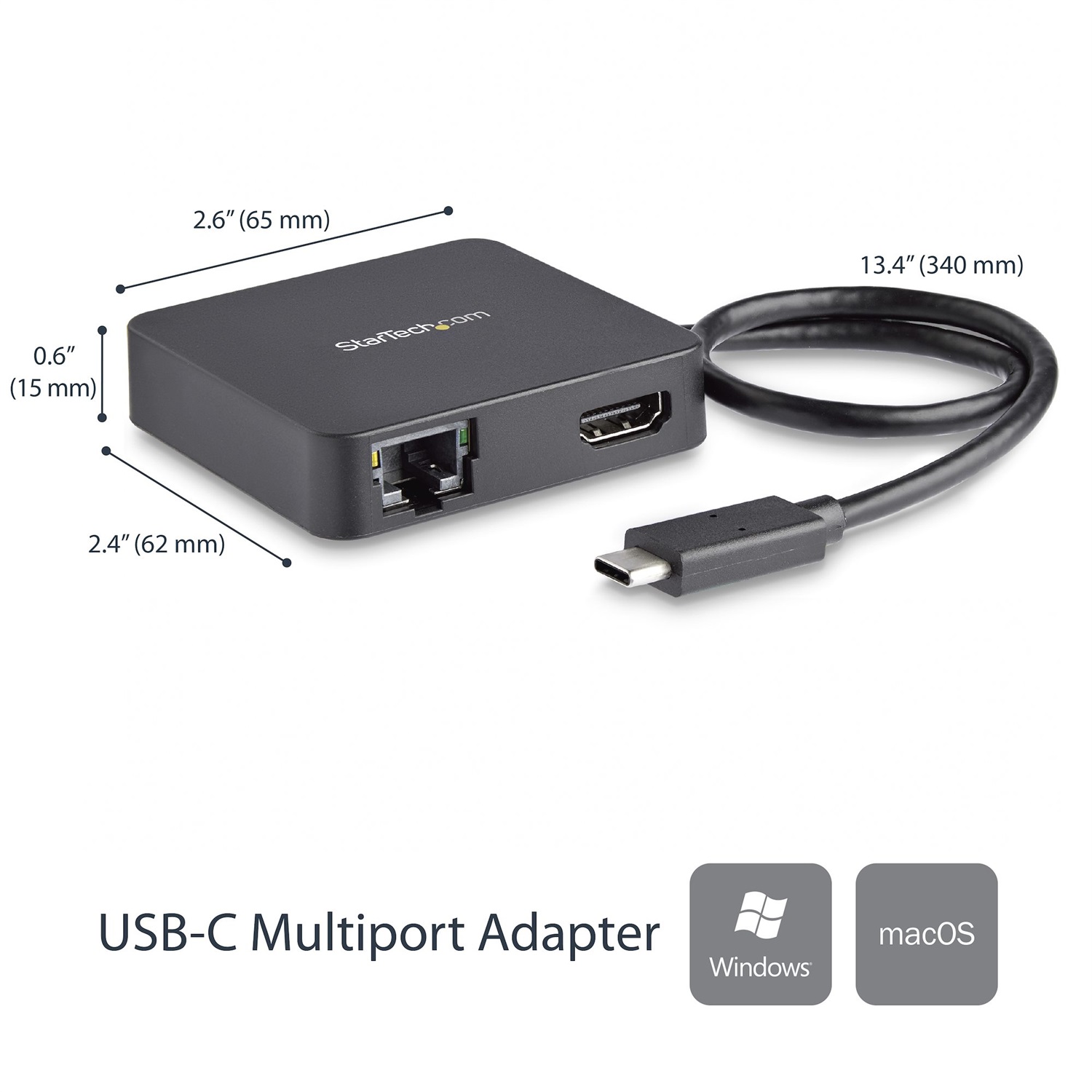 StarTech.com Adattatore Multiporta USB-C per Portatili - 4K HDMI, USB Tipo C, USB-A, Cablato, USB 3.2 Gen 1, Gigabit Ethernet