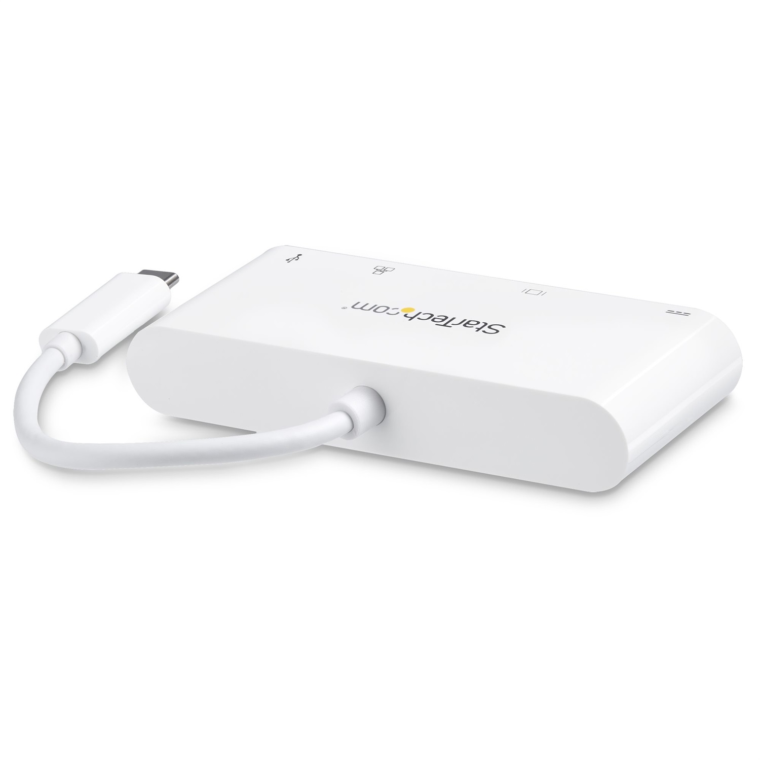StarTech.com Adattatore Multiporta per Portatili USB-C - Power Delivery, DVI, GbE, USB 3.0 - Cablato, USB 3.2 Gen 1 Type-C, Bianco