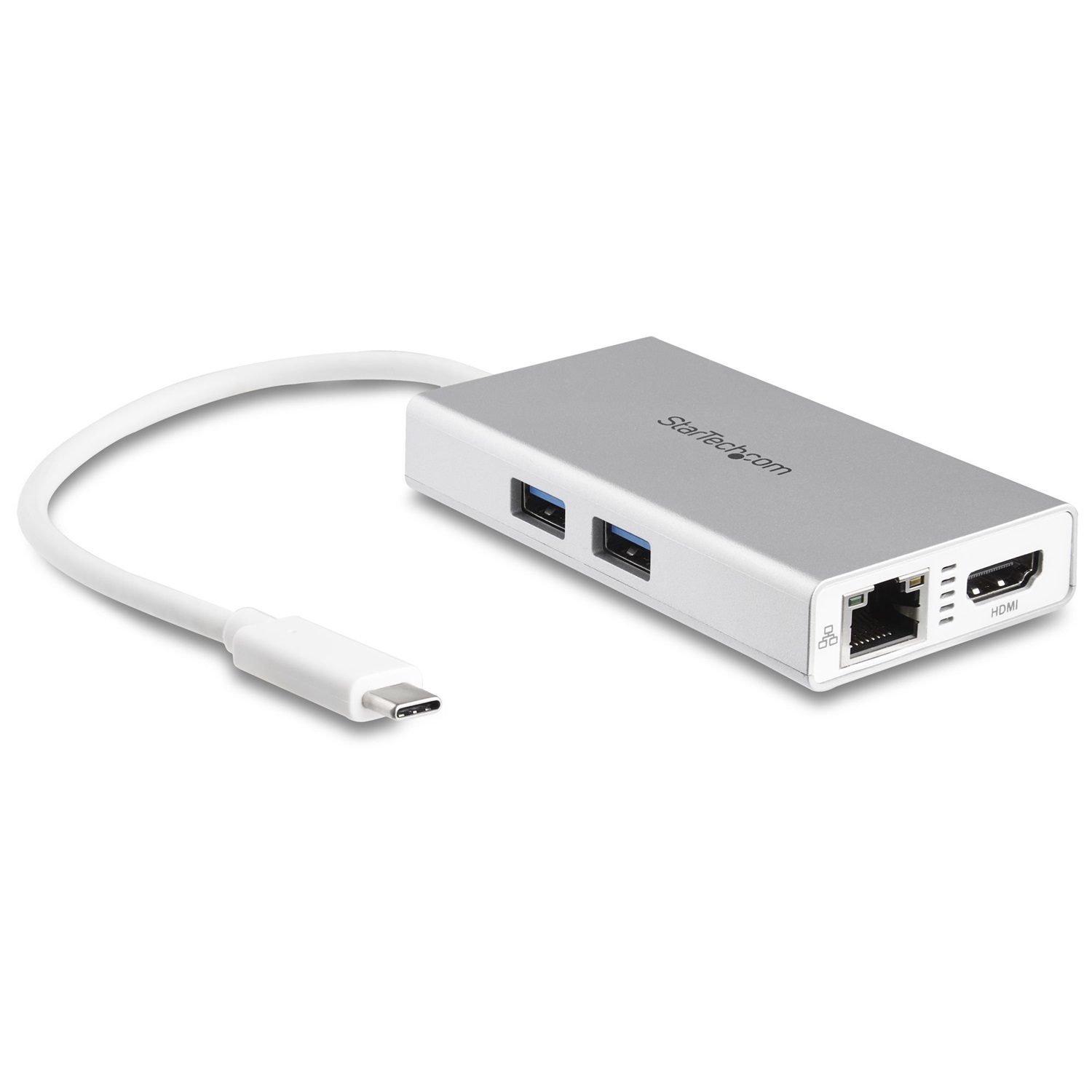 StarTech.com Adattatore USB-C Multiporta - Docking Station da viaggio con HDMI 4K, Alimentazione Pass-Through 60W, GbE e Hub USB-A 3.0 - Bianco