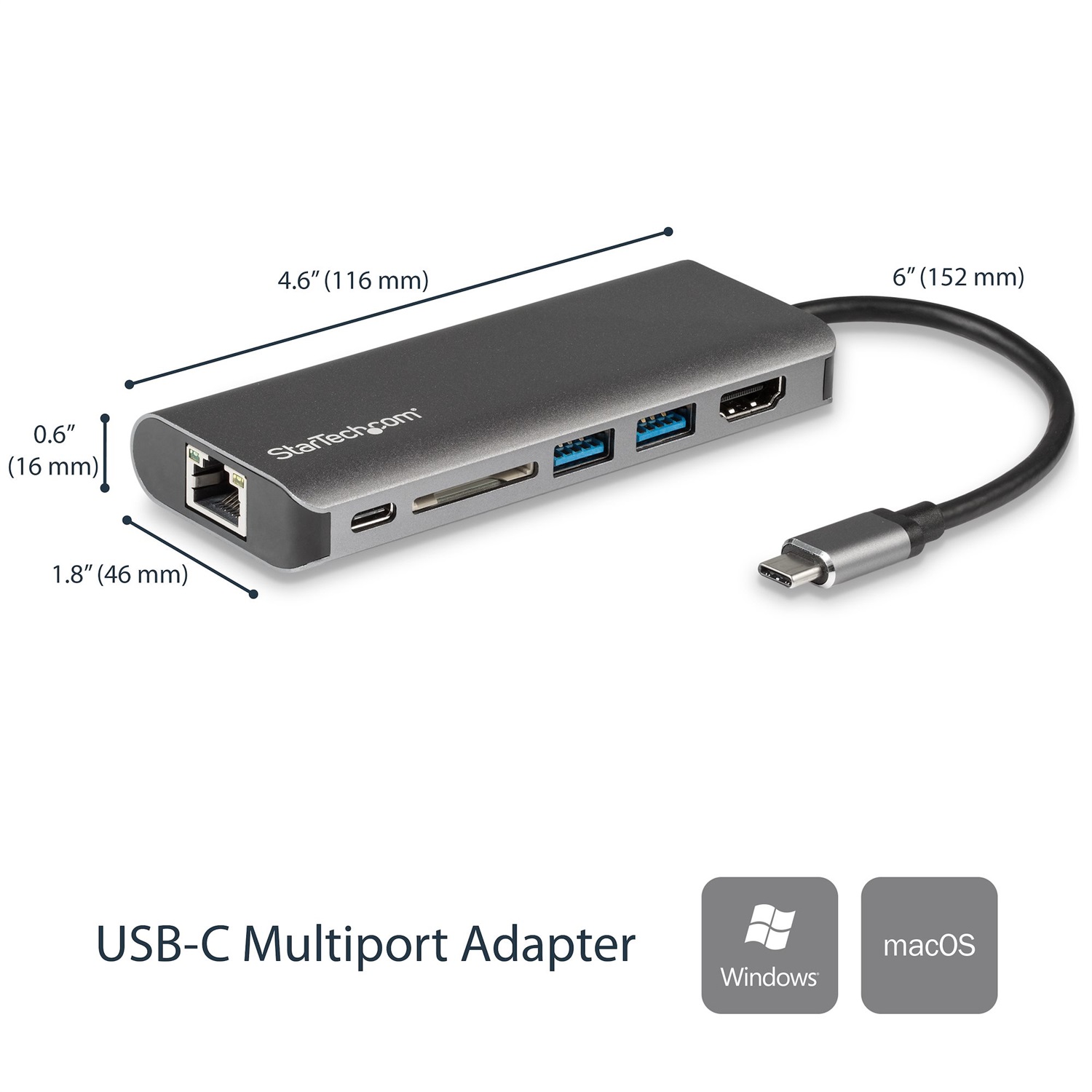 StarTech.com Adattatore Multiporta USB-C - Dock Portatile con HDMI 4K, Hub 3x USB 3.0, Lettore Schede SD, GbE, Power Delivery 60 W Pass-Through
