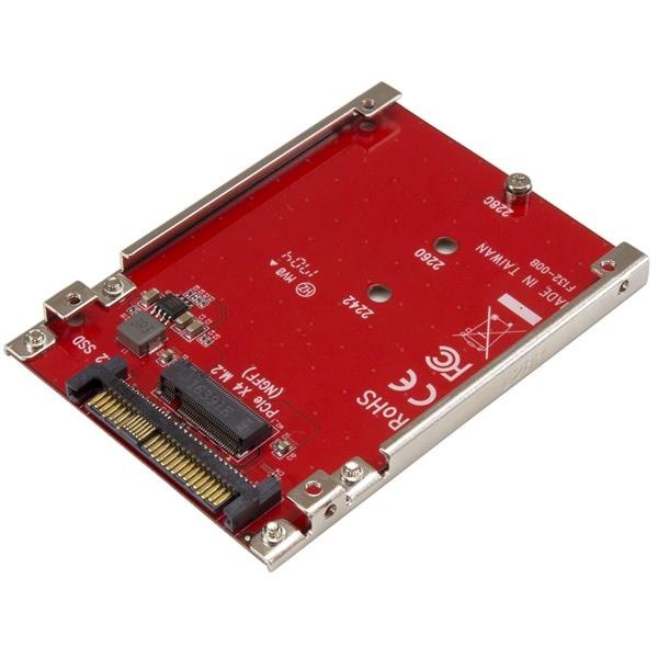 StarTech.com Adattatore Host per Drive M.2 a U.2 (SFF-8639) PCIe NVMe SSD - Rosso, U.2, M.2, Certificato CE, FCC, TAA, REACH