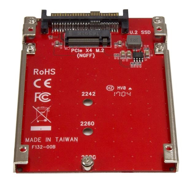 StarTech.com Adattatore Host per Drive M.2 a U.2 (SFF-8639) PCIe NVMe SSD - Rosso, U.2, M.2, Certificato CE, FCC, TAA, REACH