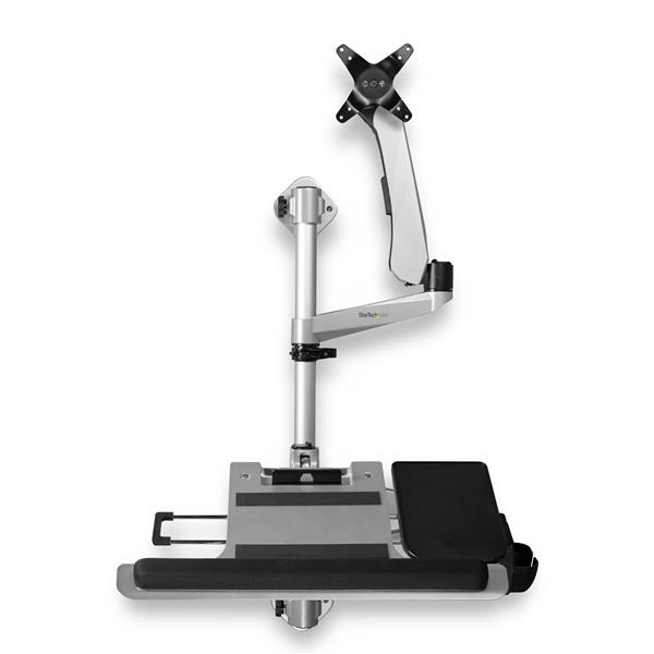 StarTech.com Postazione di lavoro con montaggio a parete - Scrivania articolata con braccio ergonomico per monitor regolabile in altezza, vassoio imbottito per tastiera, Display VESA da 34