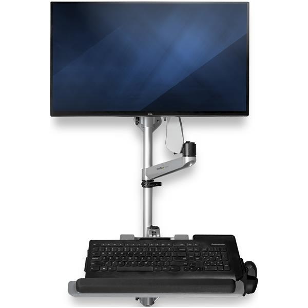 StarTech.com Postazione di lavoro con montaggio a parete - Scrivania articolata con braccio ergonomico per monitor regolabile in altezza, vassoio imbottito per tastiera, Display VESA da 34