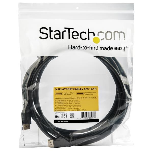 StarTech.com Cavo Video DisplayPort 1.4 Certificato VESA da 5m - Fino a 8K 60Hz HBR3 HDR - Cavo Monitor Super UHD DisplayPort to DisplayPort - Connettori DP M/M