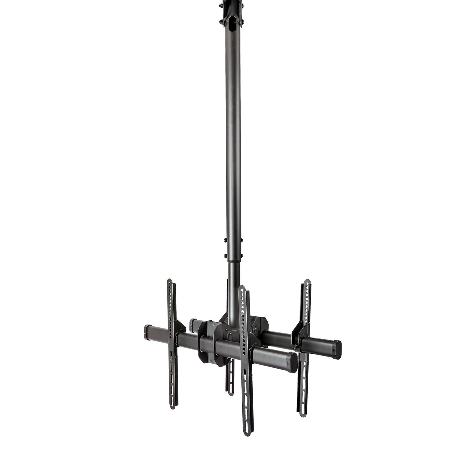 StarTech.com Supporto TV da Soffitto a Doppio Display Back-to-Back - Palo Regolabile da 106cm a 152cm per Schermi da 32 a 75 pollici - Acciaio Nero con Inclinazione e Rotazione