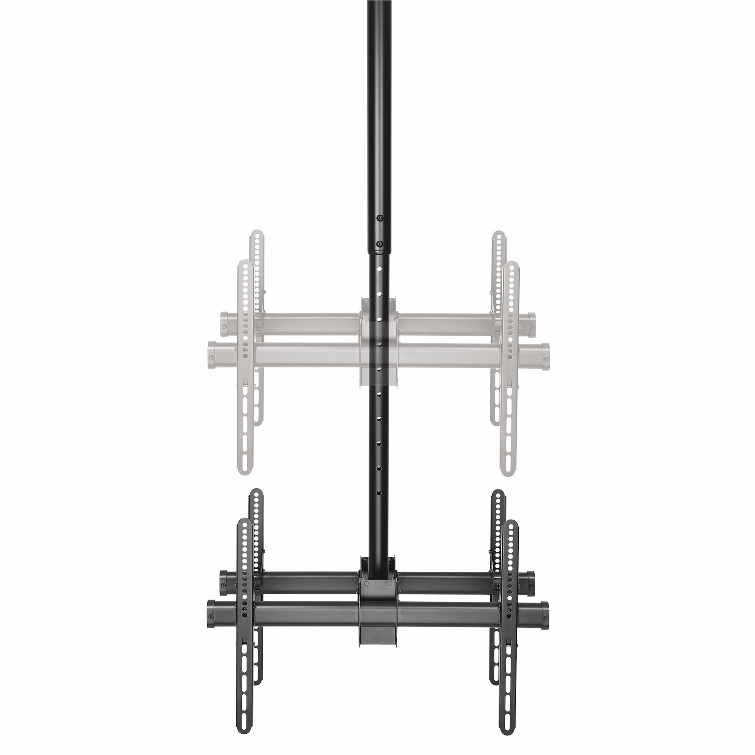 StarTech.com Supporto TV da Soffitto a Doppio Display Back-to-Back - Palo Regolabile da 106cm a 152cm per Schermi da 32 a 75 pollici - Acciaio Nero con Inclinazione e Rotazione