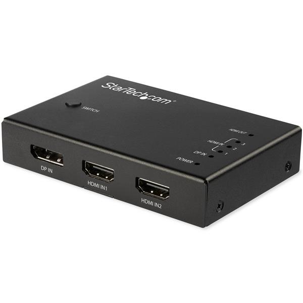 StarTech.com Switch Commutatore a 4 porte HDMI - 3x HDMI e 1x DisplayPort - 4K 60Hz - Modello VS421HDDP - Switch Multiporta in Metallo Nero